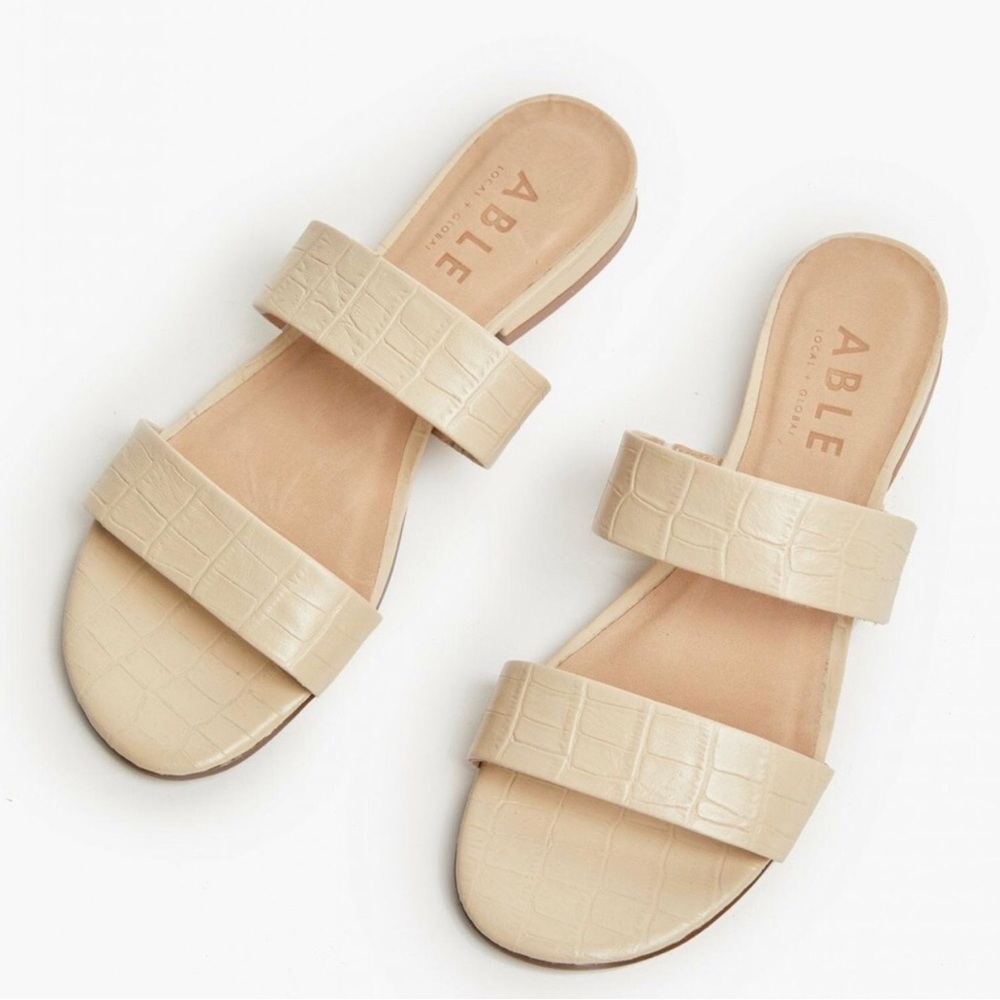 ABLE Camila Sandal in Bone Croc